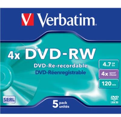 Verbatim DVD+RW, 4x, 4.7GB, 5vnt (43285)