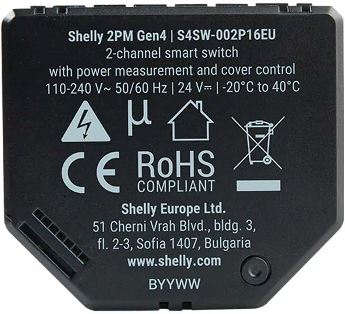 Maršrutizatorius Shelly Group 2 kanalų išmanusis jungiklis su energijos matavimu Shelly 2PM Gen4
