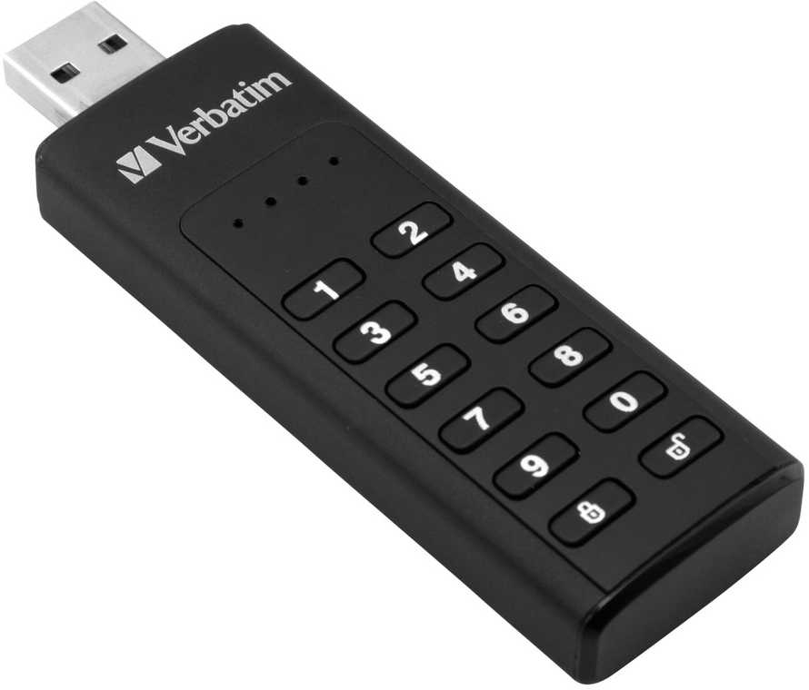 External drive Verbatim klaviatūra Secure USB 3.2 Gen 1 32GB juodos spalvos 49427