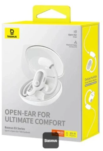 Baseus ausinės Bluetooth Eli Sport 1 TWS, BT5.3 atviros ausinės, IPX4, baltos (A00064400221-00)