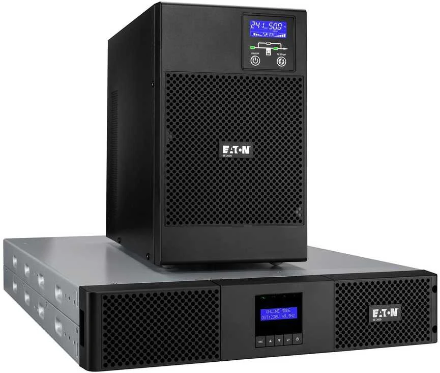 EATON 9E UPS Rack AC 200/220/230/240V 1800W 2000VA 1 fazė 6 x akumuliatoriai švino rūgšties 7Ah RS-232 USB oc 6 2U 19 Juodas