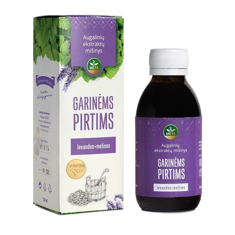 Garinės pirties levandų ir melisų ekstraktas MĖTA, 150 ml
