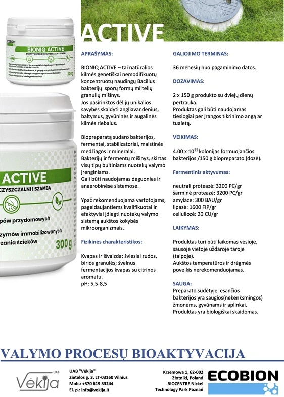 Ecobion Biopreparatas valymo įrenginiams BioniQ Active 0.3kg