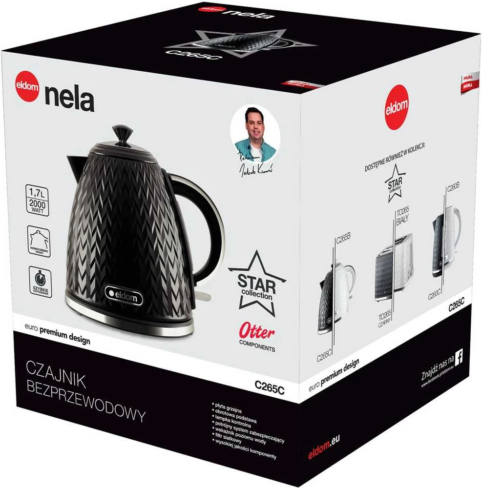 Elektrinis Virdulys - ELDOM NELA, 1,7 L, 2000 W, Juodas