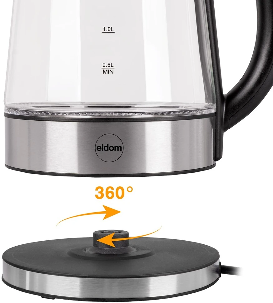 Virdulys ELDOM C420 KETTY GLASS CORDLESS KETTLE 1.7 L 2200 W