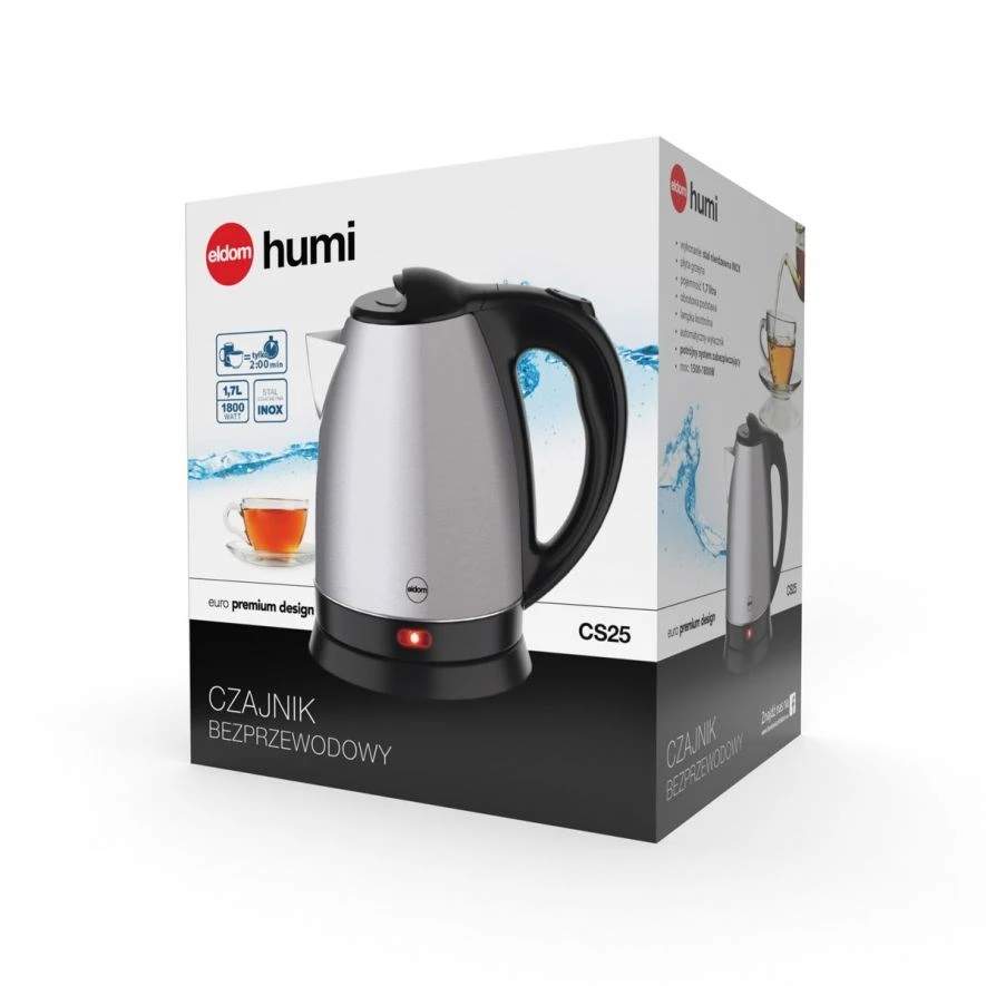 ELDOM CS30 ACERO CORDLESS KETTLE 2.0 L 2000 W Sidabrinis
