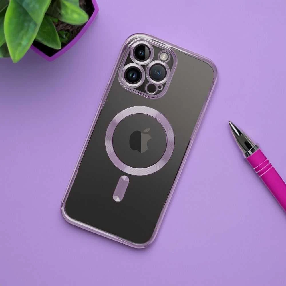 Oem Originalus „iPhone 15 PRO MAX“ dėklas, suderinamas su „MagSafe“ violetine elektromagnetine plokšte.