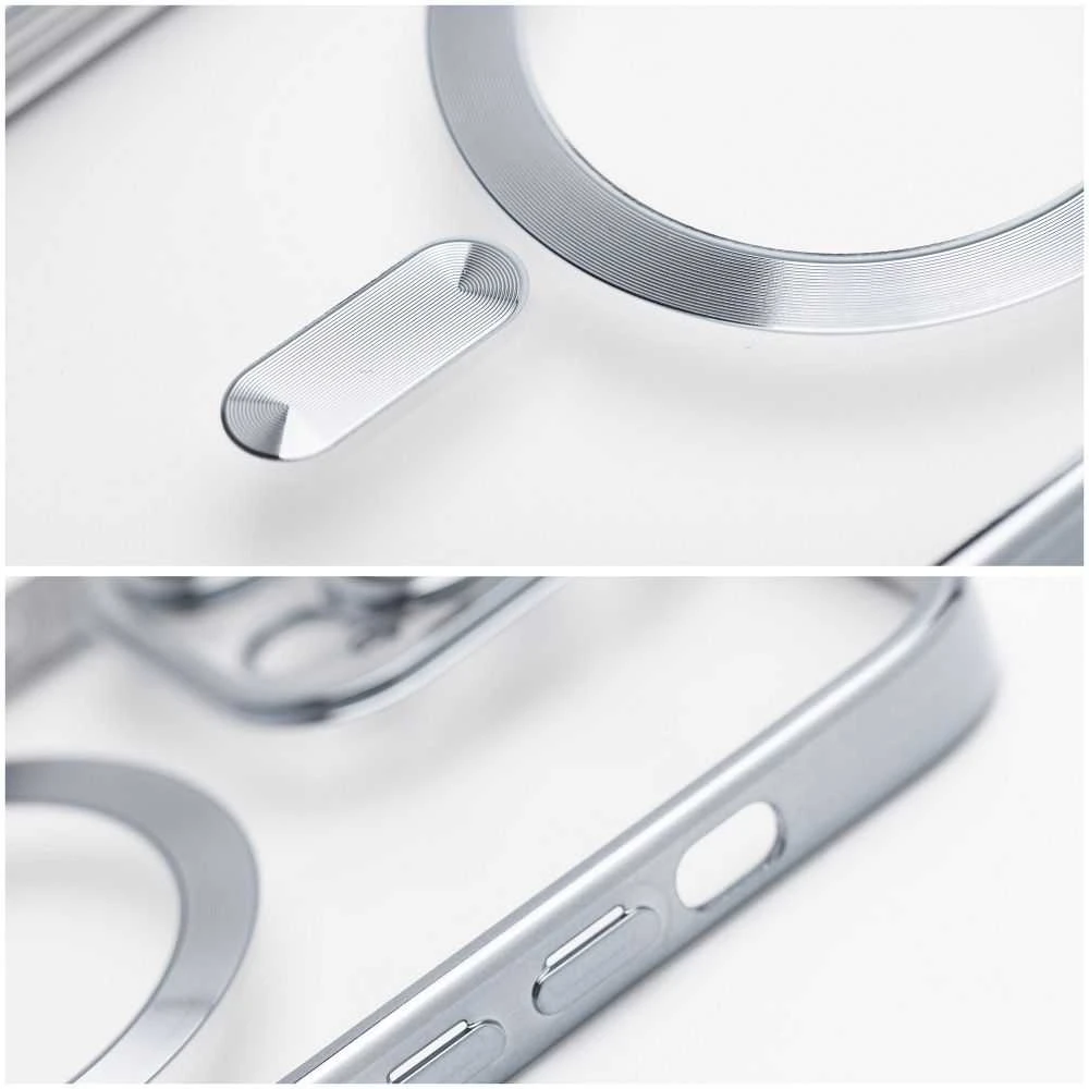 OEM dėklas, skirtas iPhone 15 PRO MAX, Electro Mag dėklas, suderinamas su MagSafe sidabrinis