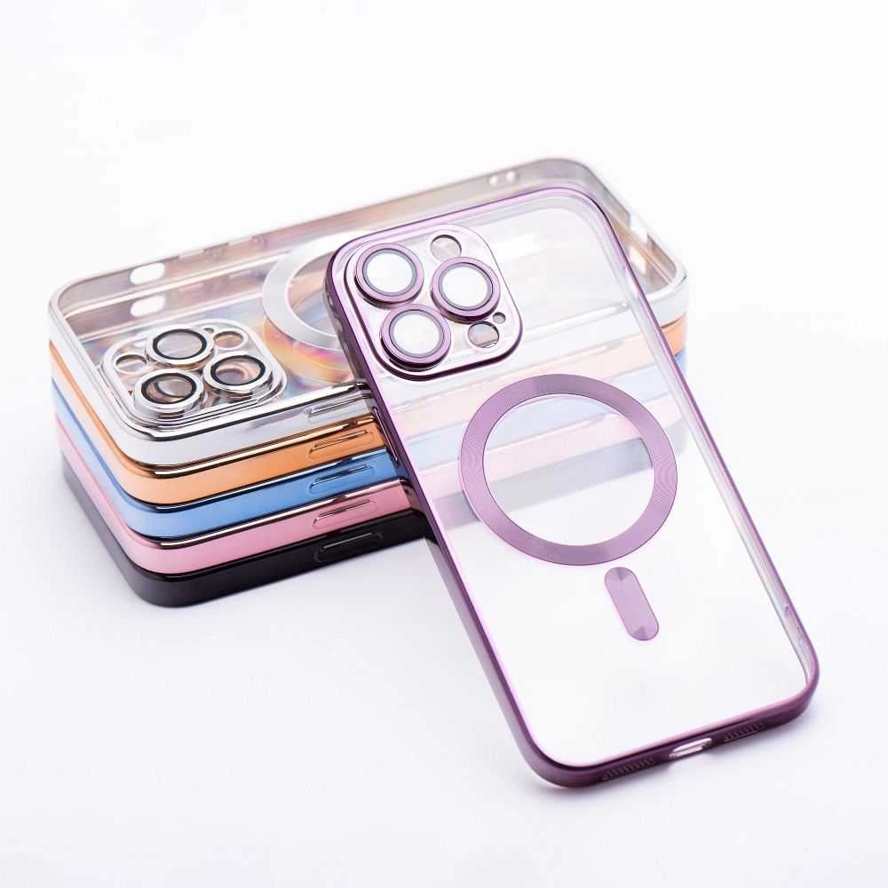 OEM dėklas, skirtas iPhone 16 PRO, Electro Mag dėklas, suderinamas su MagSafe violetine