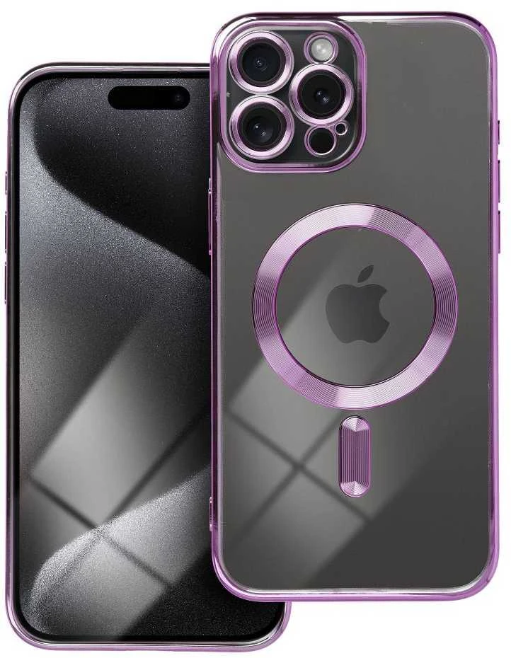 Oem Originalus „iPhone 15 PRO MAX“ dėklas, suderinamas su „MagSafe“ violetine elektromagnetine plokšte.
