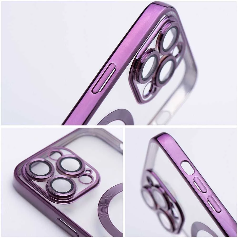 OEM dėklas, skirtas iPhone 16 PRO, Electro Mag dėklas, suderinamas su MagSafe violetine