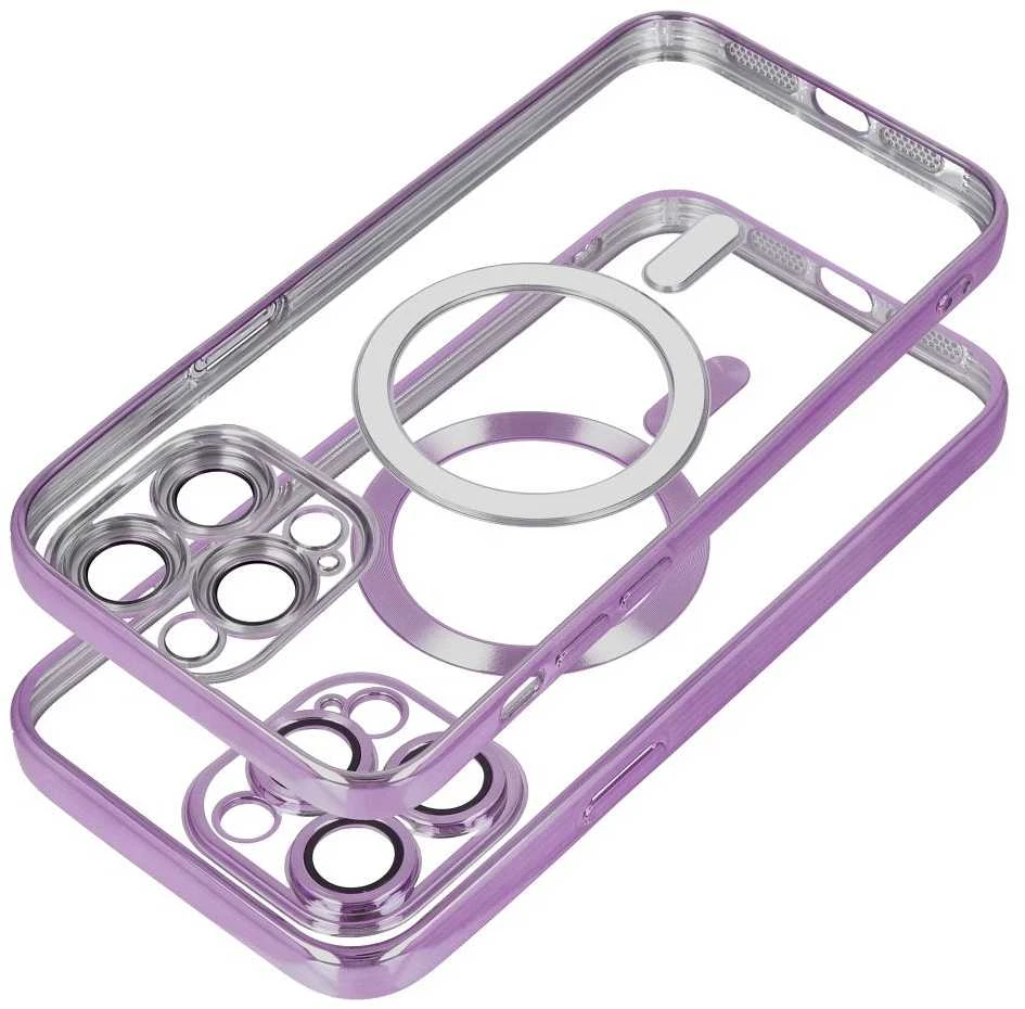 OEM dėklas, skirtas iPhone 16 PRO, Electro Mag dėklas, suderinamas su MagSafe violetine