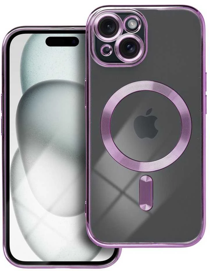 OEM dėklas, skirtas iPhone 15, Electro Mag dėklas, suderinamas su MagSafe violetine
