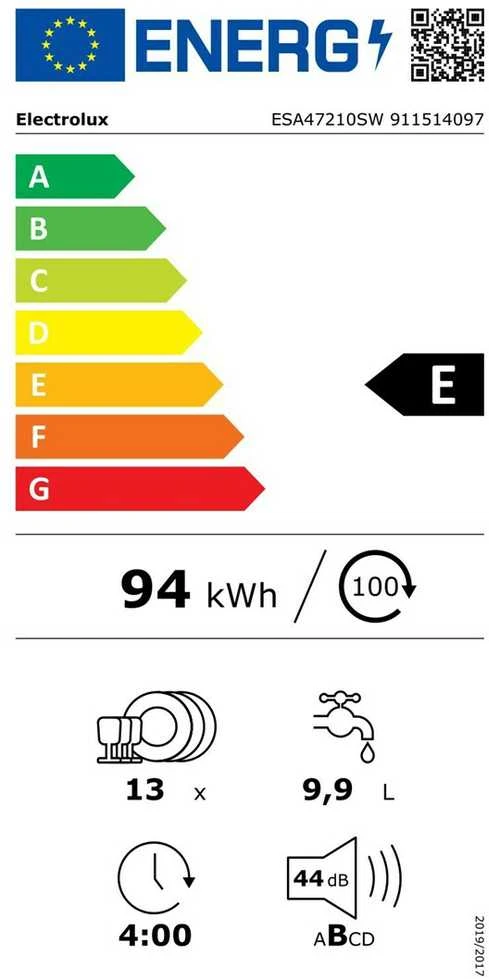 60cm pločio baltos spalvos indaplovė Electrolux ESA47210SW