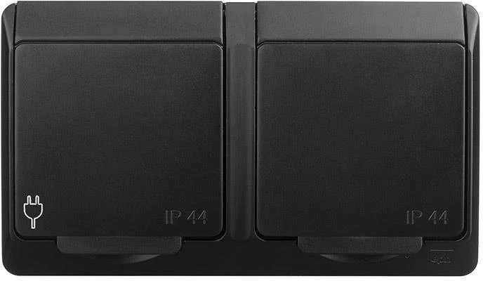Dvivietis kištukinis lizdas ELEKTRO-PLAST HERMES, IP44