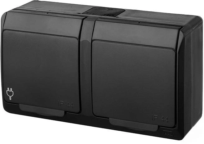 Dvivietis kištukinis lizdas ELEKTRO-PLAST HERMES, IP44
