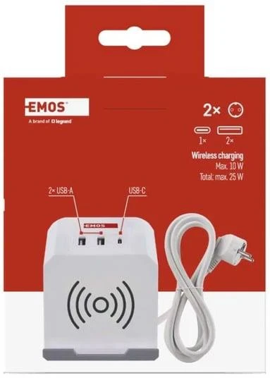 Emos EXTENSION 2 SOCKETS Baltas 2XUSB-A+C 2M