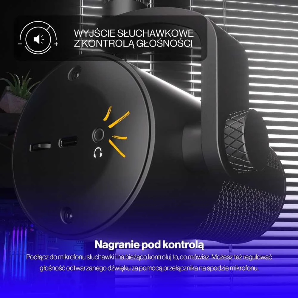 Endorfy Solum Studio juodas kondensatorinis mikrofonas su laidu + laikiklis | USB