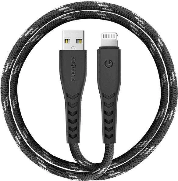 ENERGEA Nyloflex USB – Lightning Kabelis Charge and Sync C89 MFI 1.5m juodos spalvos