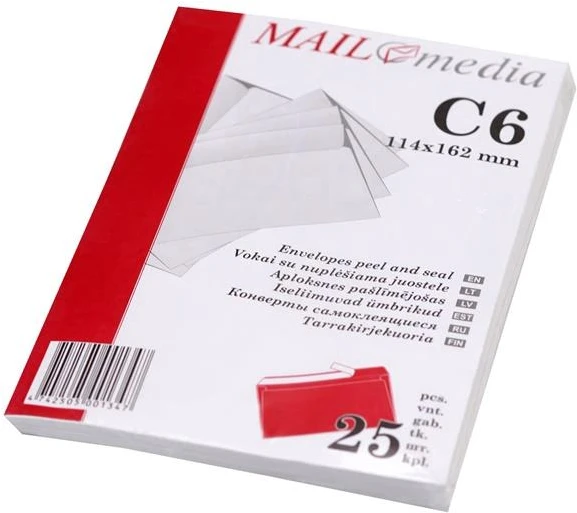 None Vokai C6 balti, su nuplėšiama juostele 114x162 mm x 25vnt