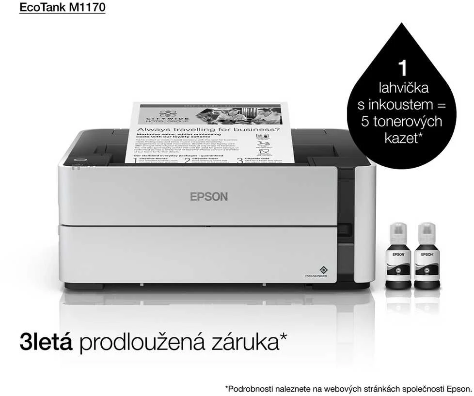 Epson Spausdintuvas EcoTank M1170 Mono, Inkjet, Inkjet Spausdintuvas, Wi-Fi, Maksimalus ISO A serijos popieriaus dydis A4, Baltas