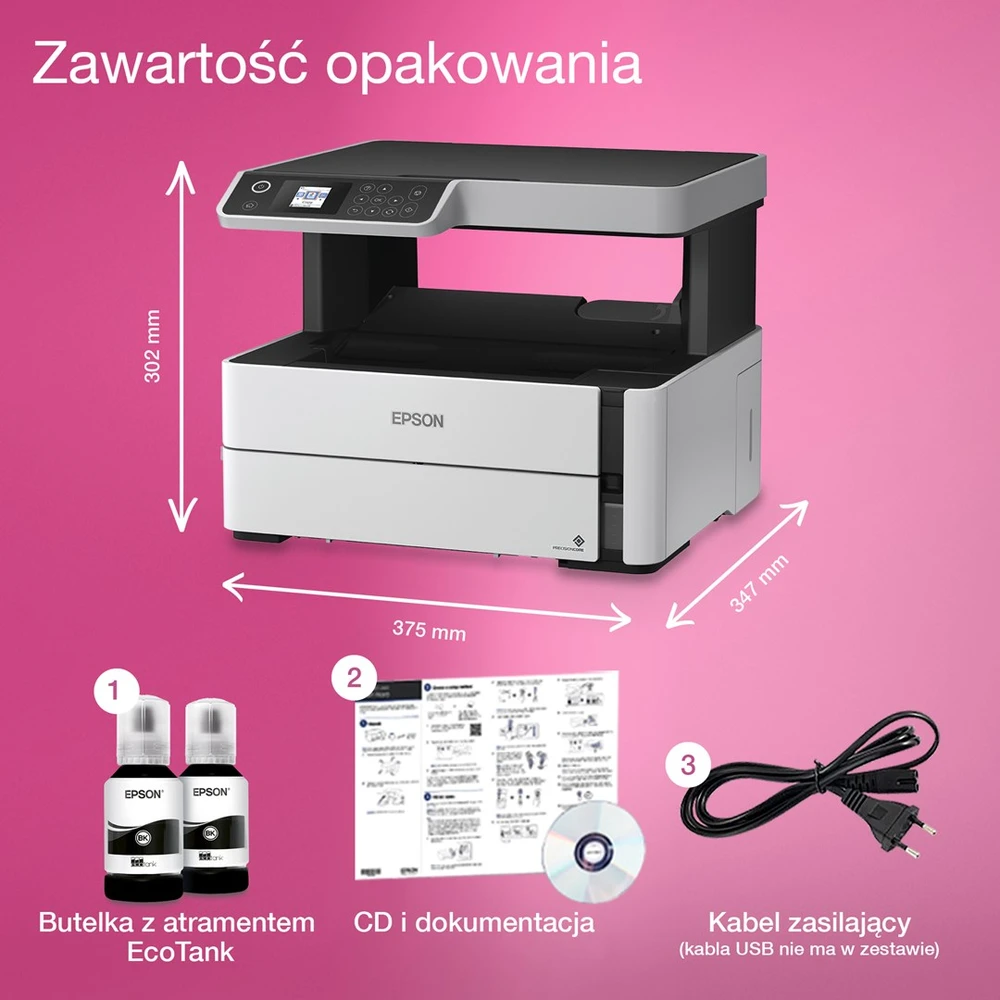 Daugiafunkcinis spausdintuvas Epson M2170 „EcoTank“ Wi-Fi“, LCD ekranas