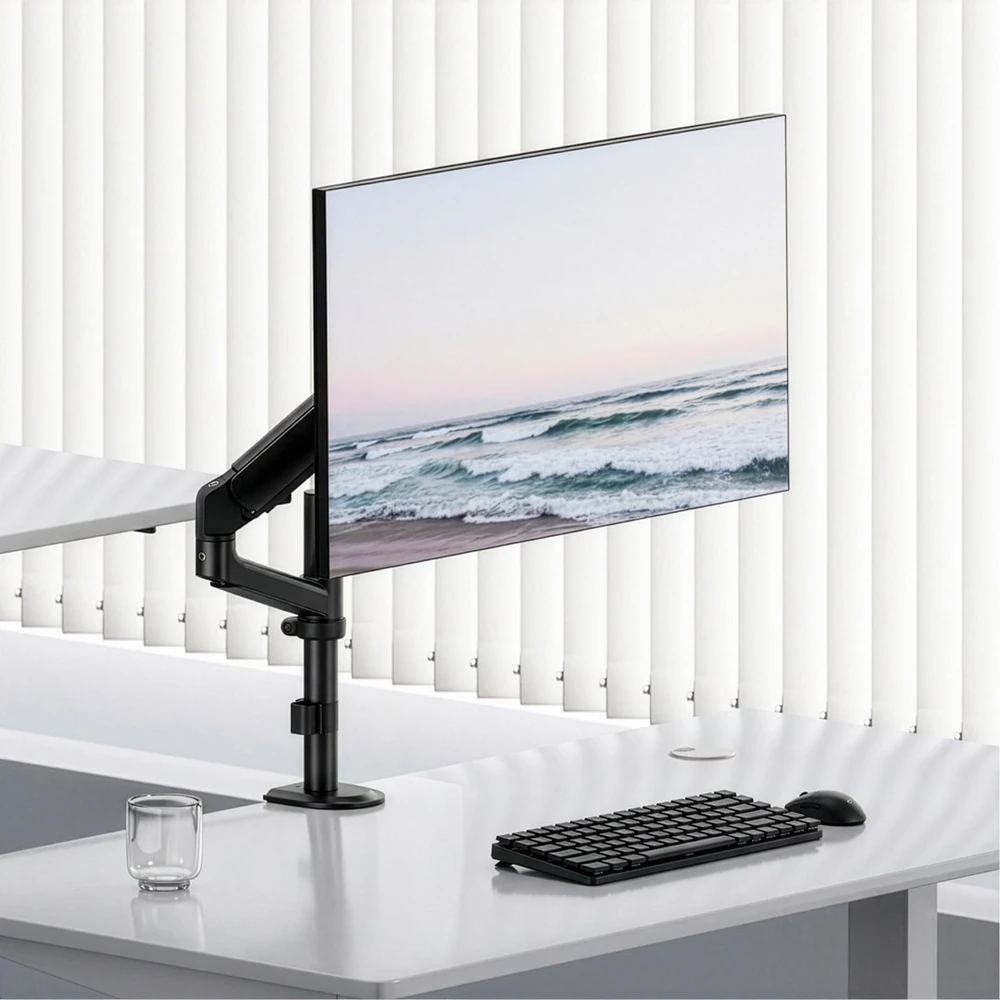Laikiklis „Ergo Office“ monitoriaus laikiklis/pakabiklis, dujinė spyruoklė, 17"-32", 1-10 kg, matinės juodos spalvos, maks. VESA 100x100, ER-691 B