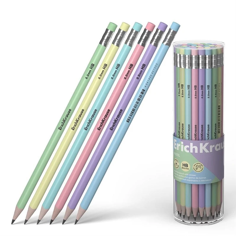 Grafitinis tribriaunis pieštukas PASTEL, ErichKrause, HB, su trintuku
