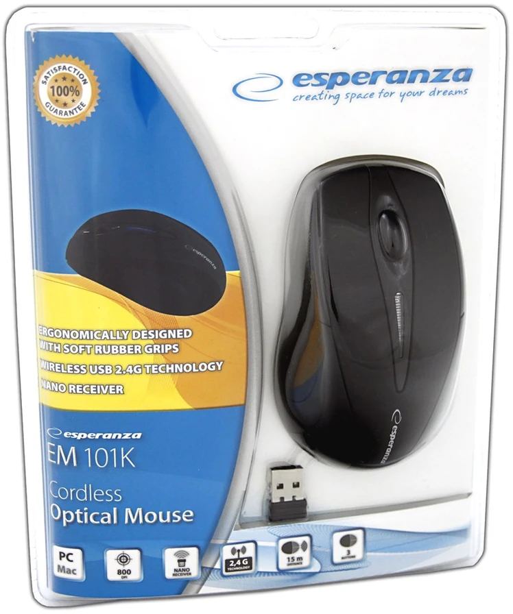 Esperanza Bevielė pelė EM101 USB, 2.4GHz