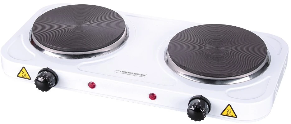 Buitinė Technika - Esperanza COTOPAXI 2 Zonos Elektrinė Viryklė 1000W Balta