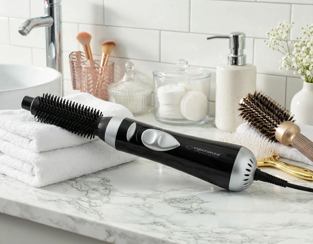 Rotating hair brush for hair Esperanza Nefertiti EBL001K (400W, juodos spalvos)