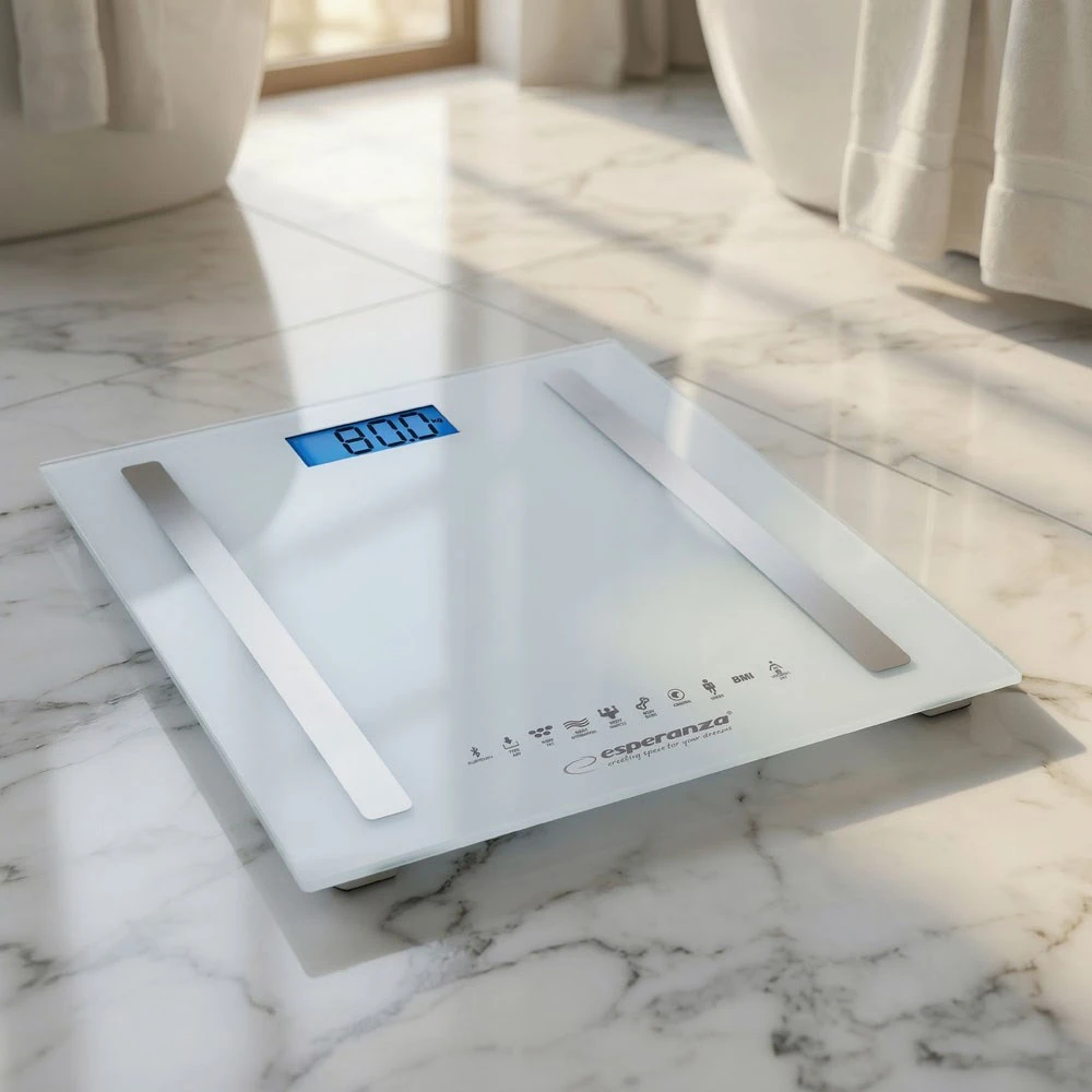 Svarstyklės su „Bluetooth“ funkcija Esperanza B.FIT EBS016W (baltos spalvos)