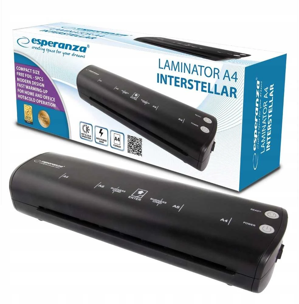 Laminatorius - Esperanza EFL004 A4 Karštas ir Šaltas 250 mm/min 125 µm Juodas