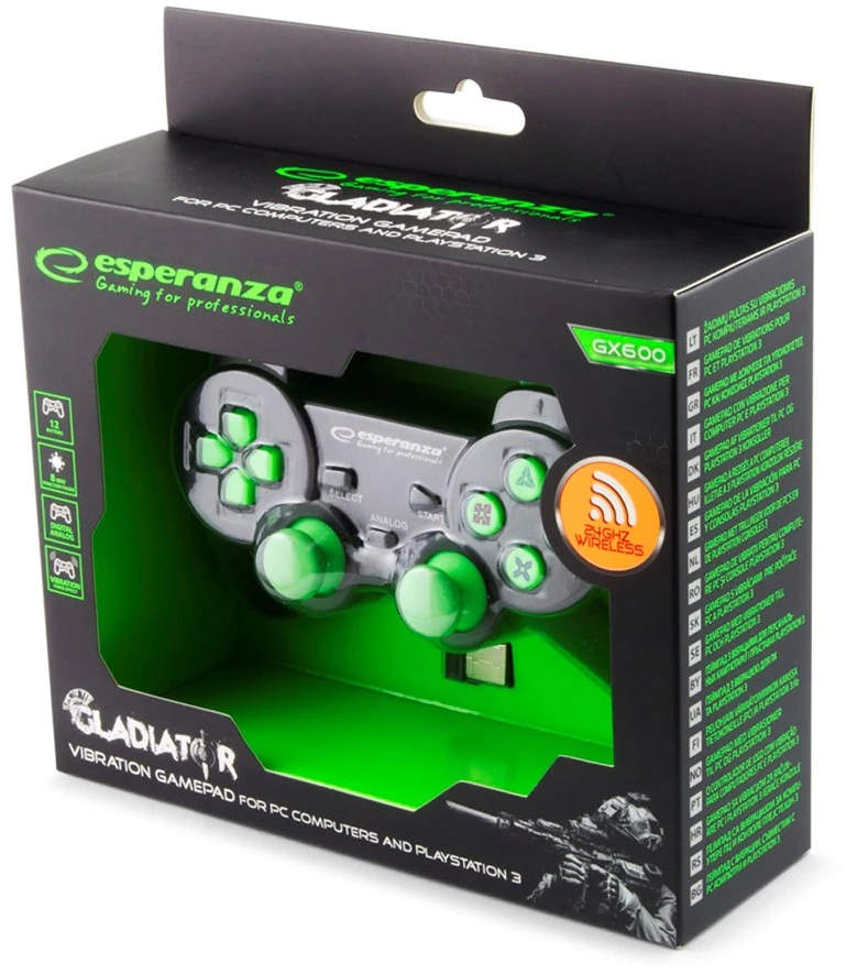 Bevielis ŽAIDIMŲ PULTAS SU VIBRACIJOMIS PC / PS3 ESPERANZA EGG108G GLADIATOR