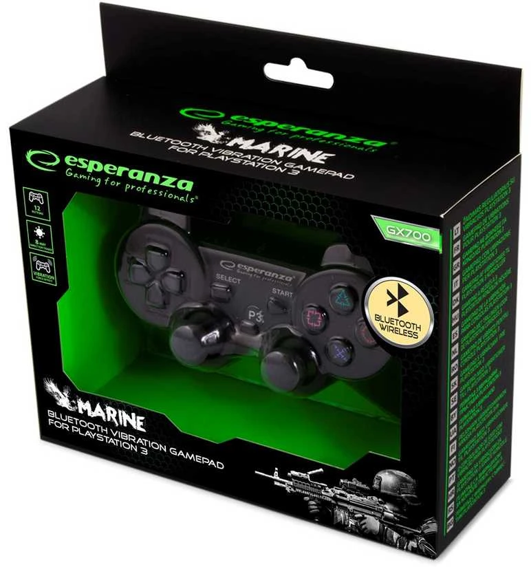 Gamepad wireless Esperanza EGG109K (PS3, juodos spalvos)