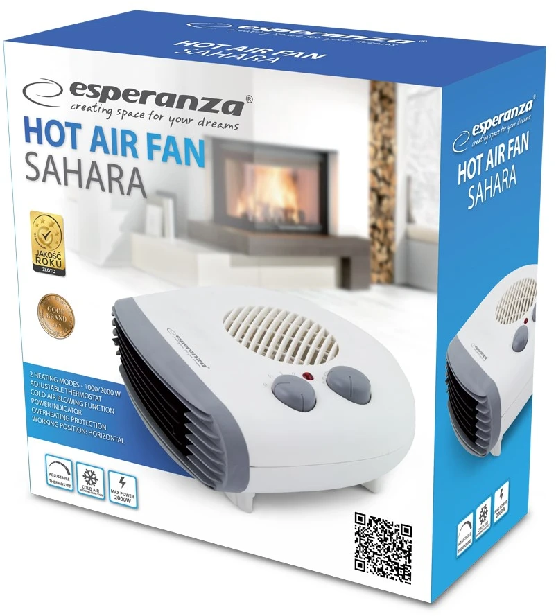 Ventiliatorius Heater fan Esperanza Sahara EHH003 (2000W, baltos spalvos)