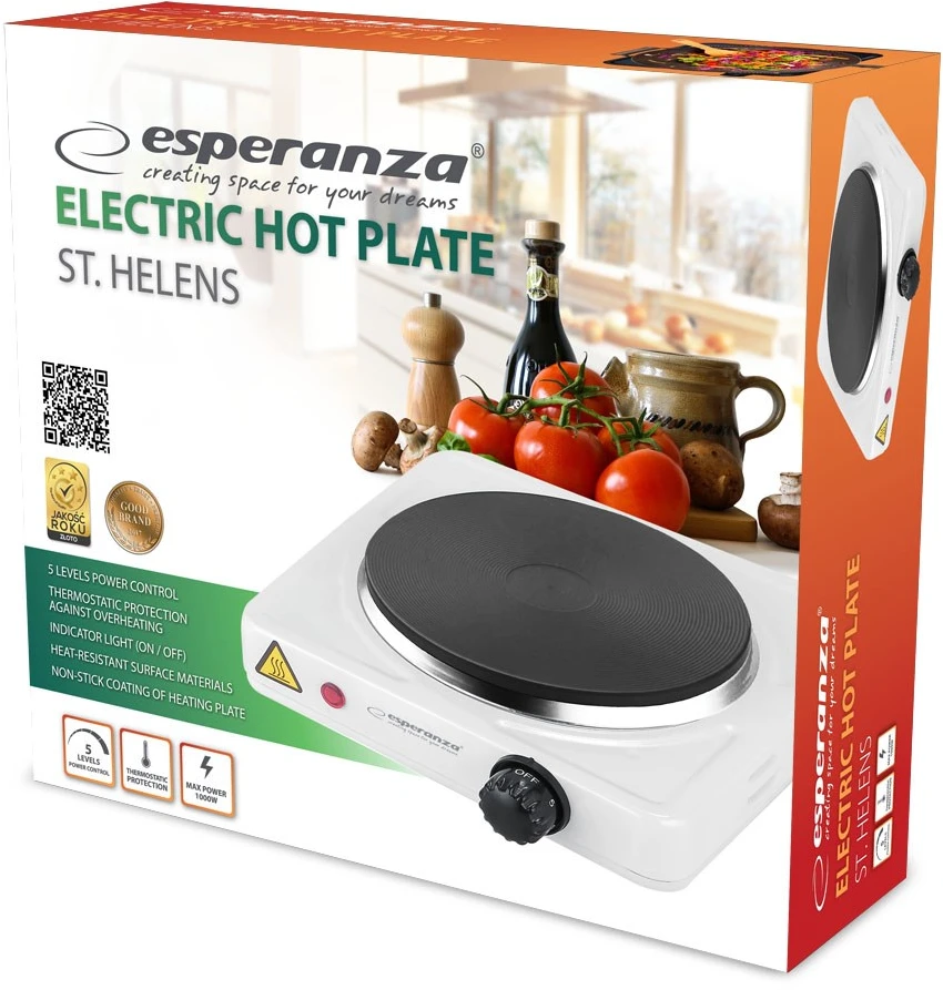 Esperanza EKH013W Baltas Electric stove