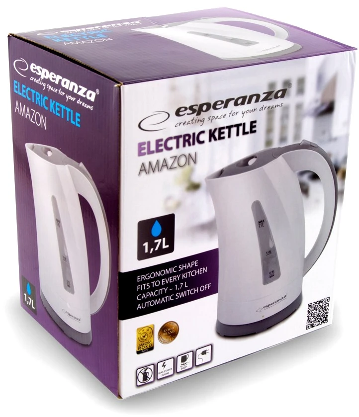 Virdulys electric Esperanza Amazon EKK022 (2200W 1.7l, beige color, graphite juodos spalvos)