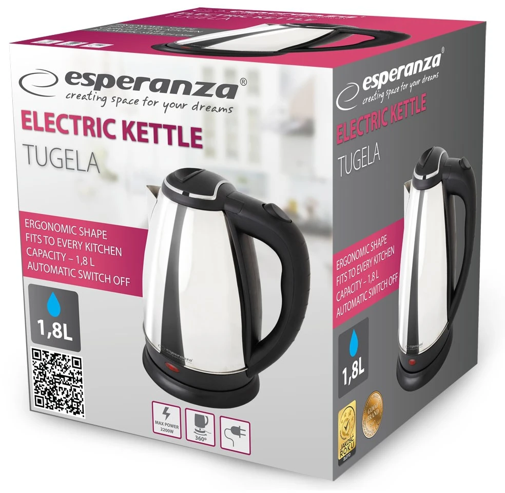 Esperanza EKK104S Elektrinis virdulys 1.8 L 2200 W Sidabrinis