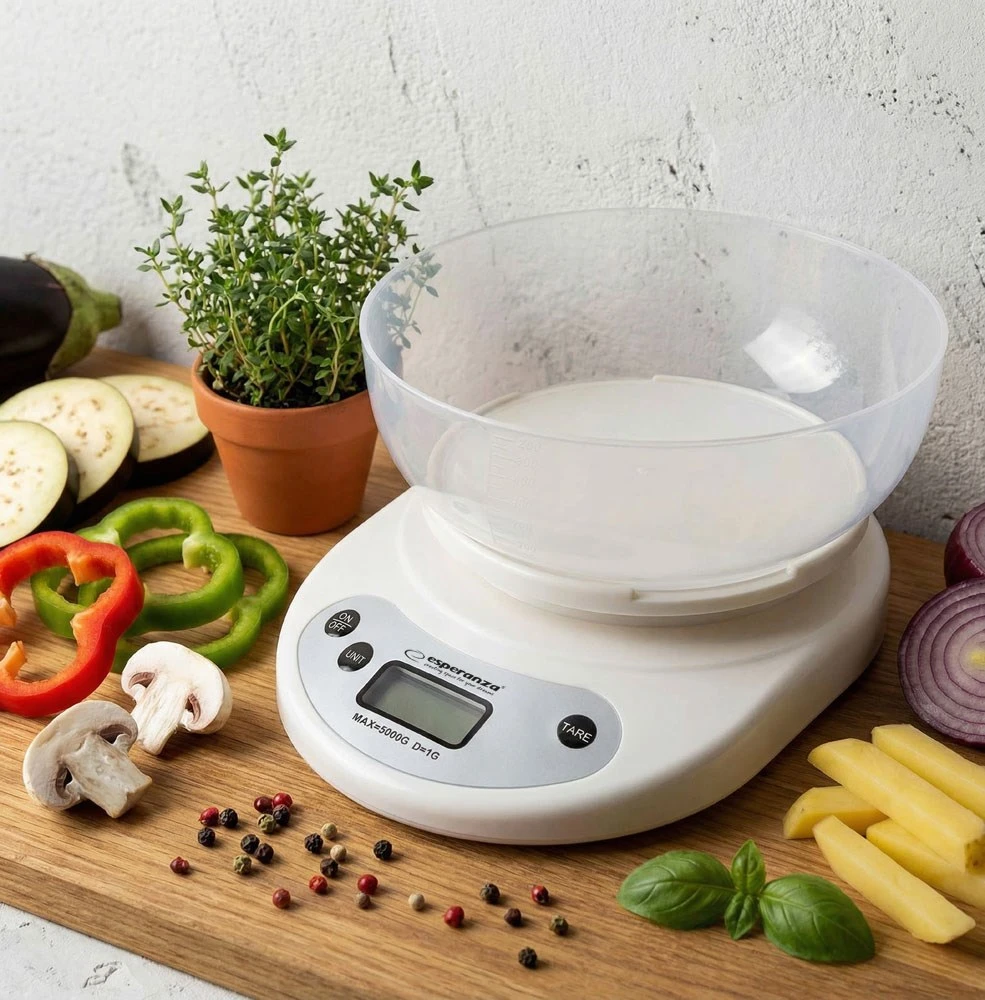 Virtuvinės svarstyklės Virtuvinė Skalė - Esperanza EKS007 5kg Talpa Taro Funkcija Elektroninė Balta