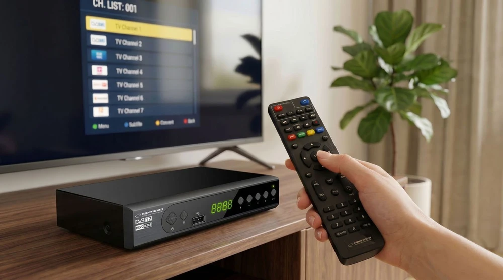 Priedėlis „Esperanza EV106P HDMI USB 2.0 Timeshift DVB-T2 Juodas“