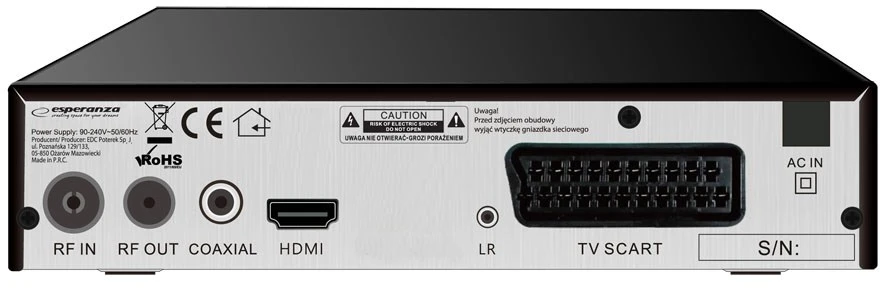 Priedėlis „Esperanza EV106P HDMI USB 2.0 Timeshift DVB-T2 Juodas“