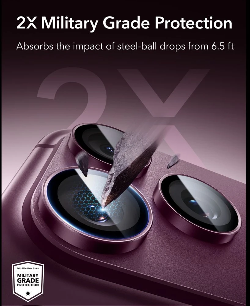 KAMEROS APSAUGA ESR ARMORITE CAMERA PROTECTOR iPhone 18 PRO / 18 PRO MAX DEEP BURGUNDY