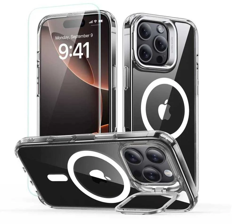 ESR CLASSIC HYBRID KICKSTAND HALOLOCK MAGSAFE &amp; Apsauginis stiklas IPHONE 16 PRO CLEAR