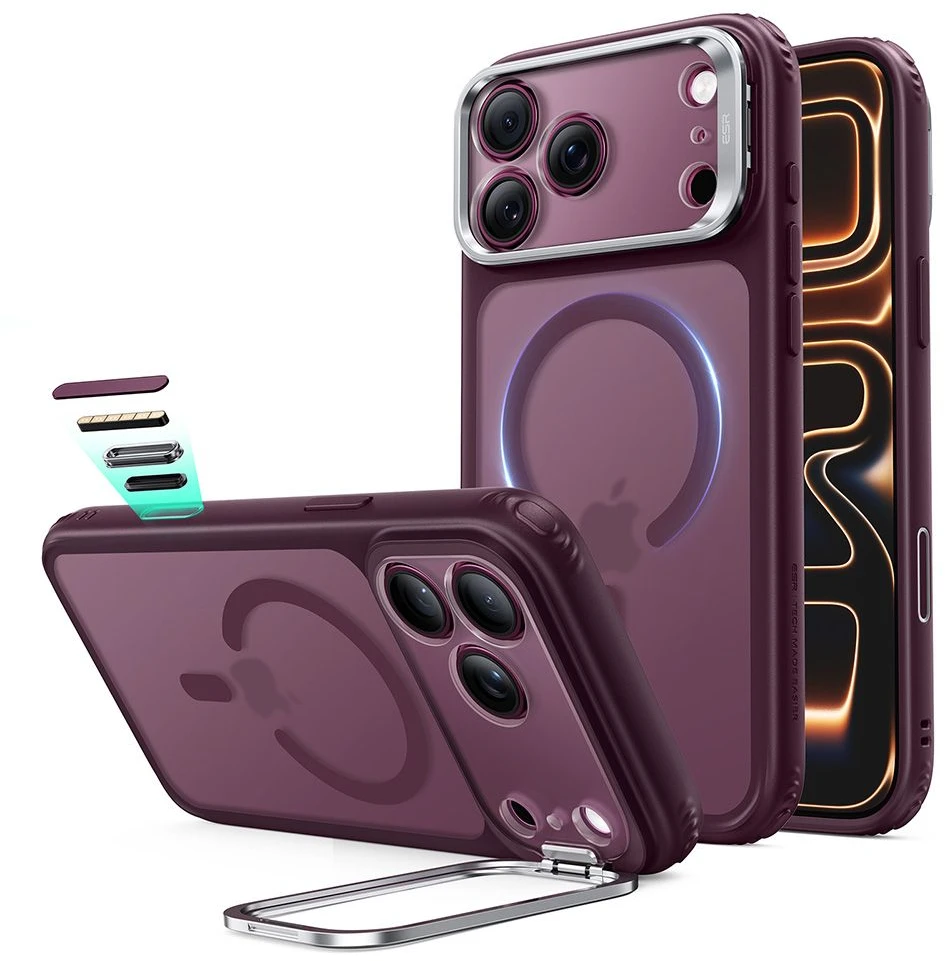 Dėklas ESR Classic Hybrid Kickstand MagSafe case for iPhone 18 Pro Max / 17 Pro Max - dark cherry matte