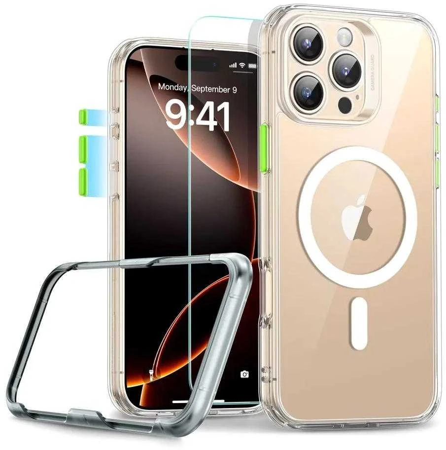ESR Classic Pro Set Halolock MagSafe dėklas, skirtas iPhone 16 Pro Max – skaidrus