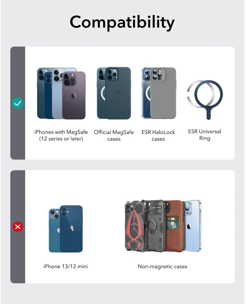Dėklas ESR klasikinis magnetinis piniginės stovas, ruda