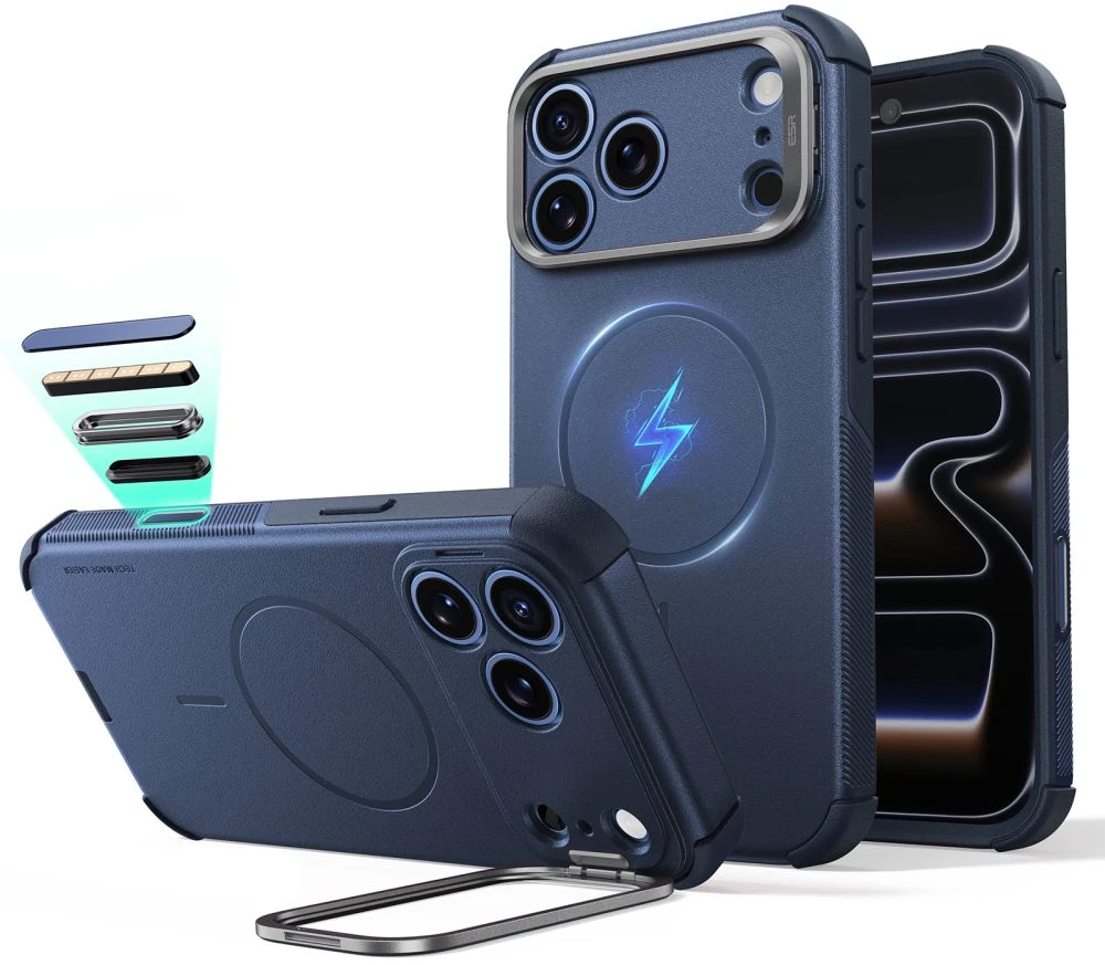 Dėklas ESR Cyber ​​Tough Kickstand MagSafe Case for iPhone 18 Pro / 17 Pro - Navy Mėlyna