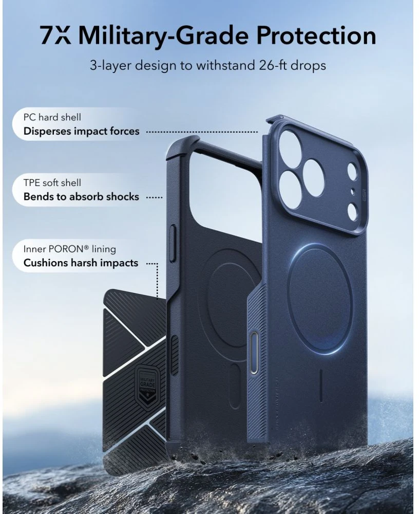 Dėklas ESR Cyber ​​Tough MagSafe Case for iPhone 18 Pro Max / 17 Pro Max - Navy Mėlyna