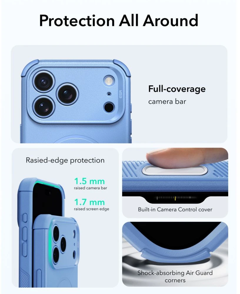 Dėklas ESR Cyber ​​Tough MagSafe Case for iPhone 18 Pro Max / 17 Pro Max - Light Mėlyna